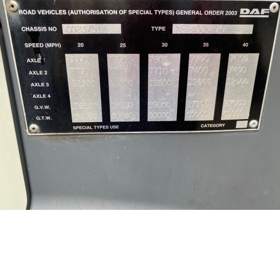 2014 DAF XF460 SUPER SPACE CAB in 6x2 Tractor Units