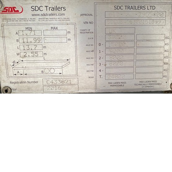 2016 SDC CURTAIN SIDER in Curtain Siders Trailers