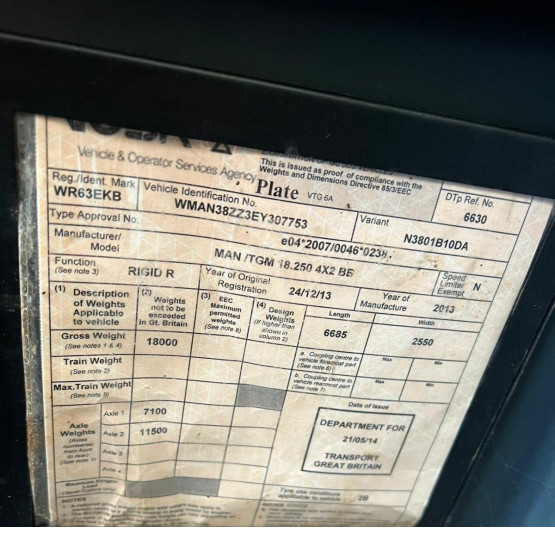 2013 MAN TGM 18-250 in Gritters