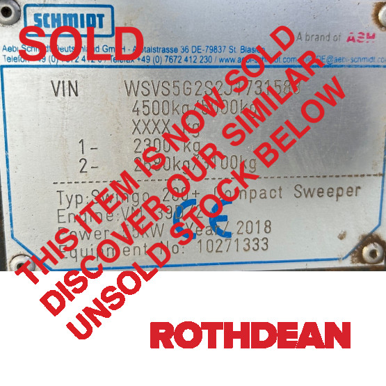 2018 SCHMIDT SWINGO 200+ ROAD SWEEPER in Compact Sweepers