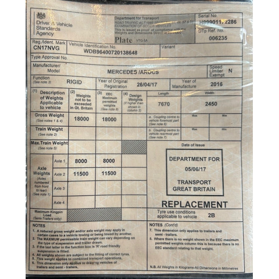 2017 MERCEDES AROCS 1824 in Gritters