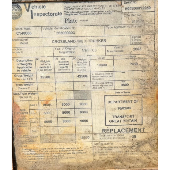 2003 Crossland GP in Food & Chemical Tankers Trailers