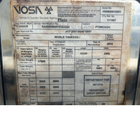 2015 WHALE TANKERS  in Vacuum Tankers Trailers