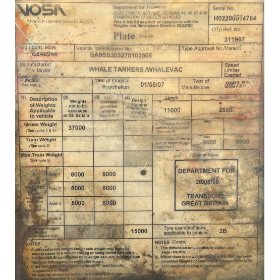 2007 WHALE STAINLESS STEEL WASTE TANKER in Vacuum Tankers Trailers