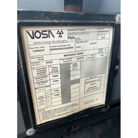 2010 MERCEDES AXOR 1824AK in Gritters